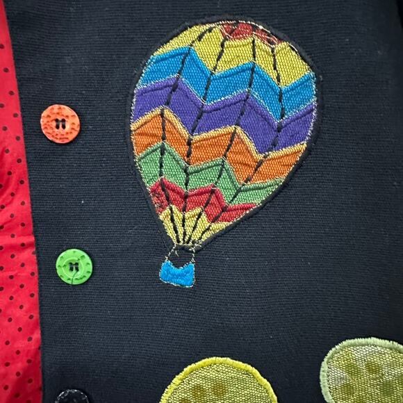 Vintage Anage Women's Small Jacket Hot Air Balloon Design Embroidered Sequins - Picture 4 of 13